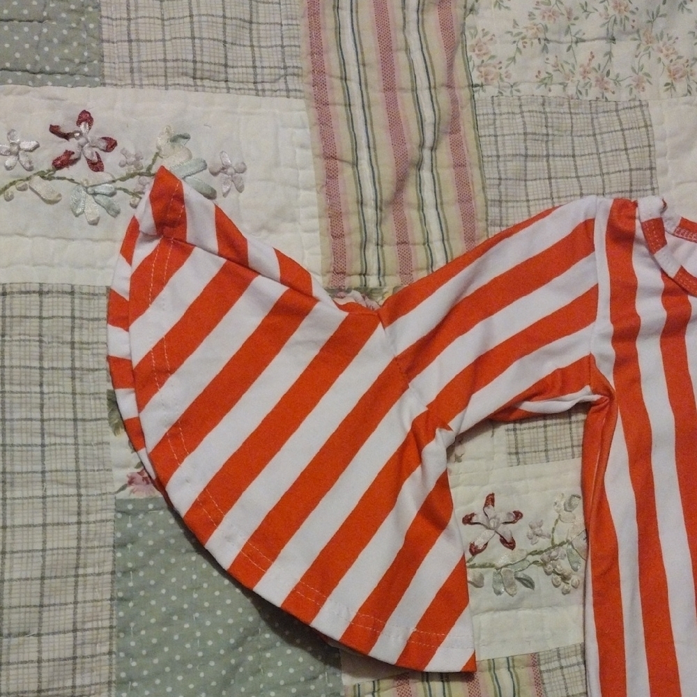 Orange and White Striped Kids Shirt - Picture 2 of 4